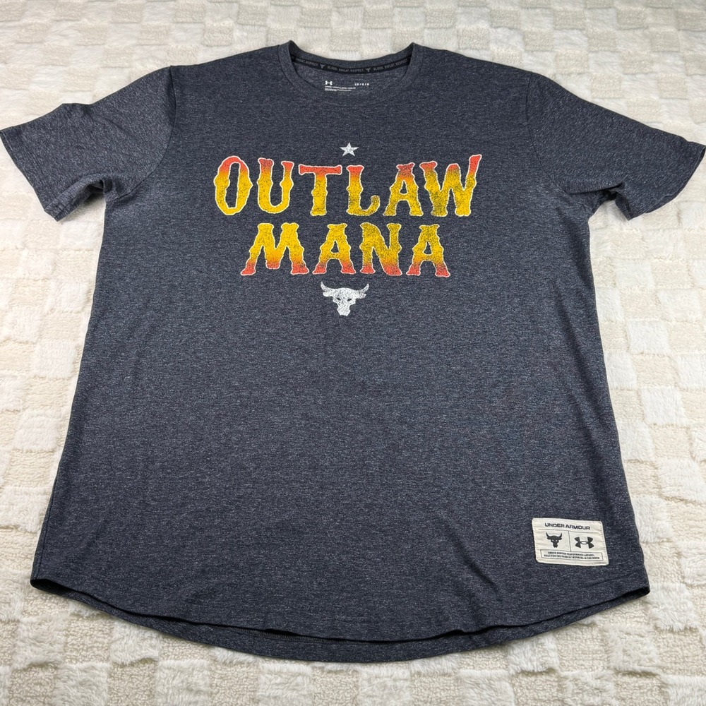 Under Armour The Rock Outlaw Mana Gray T-Shirt Mens Large Graphic Tee